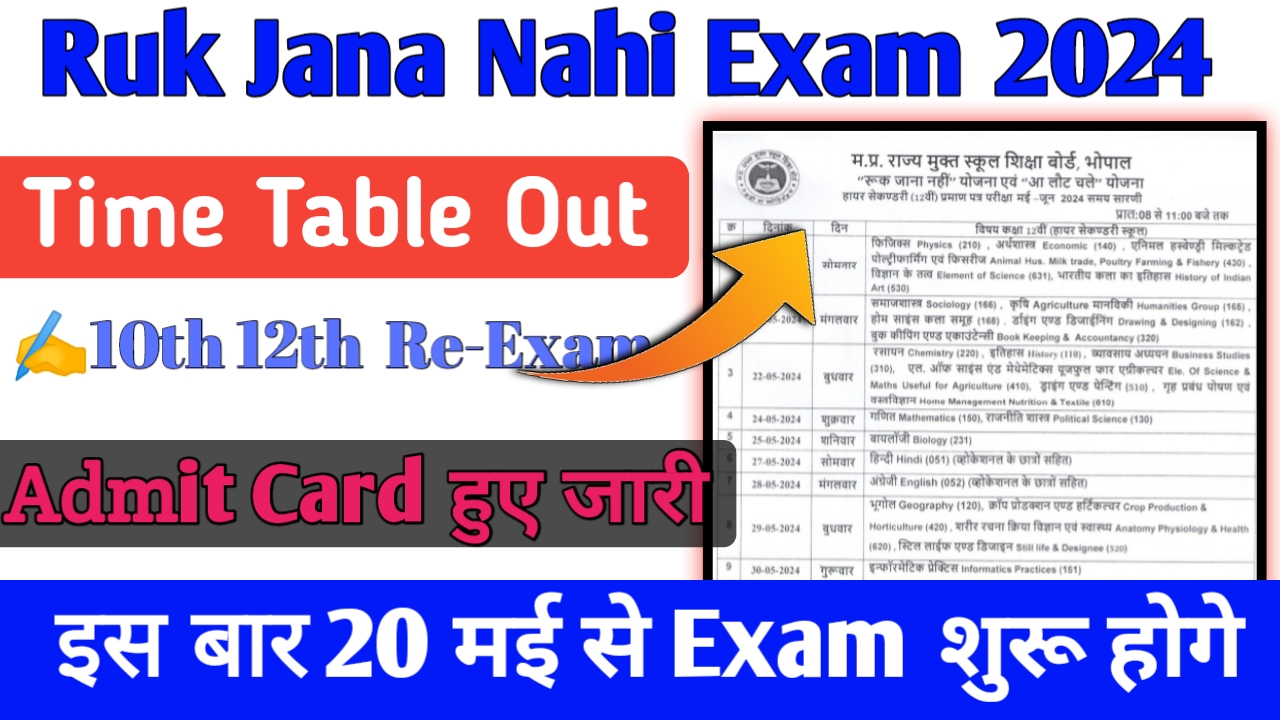 Ruk Jana Nahi Exam Time Table 2024